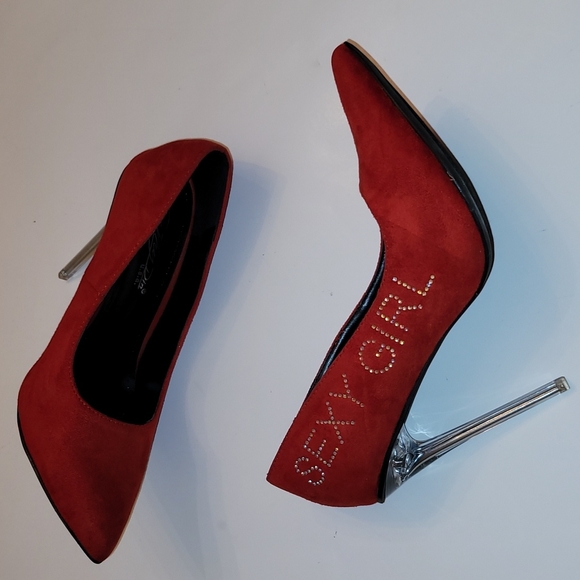 Red Crystal "Sexy Girl" High Heels 👠 - Picture 3 of 16